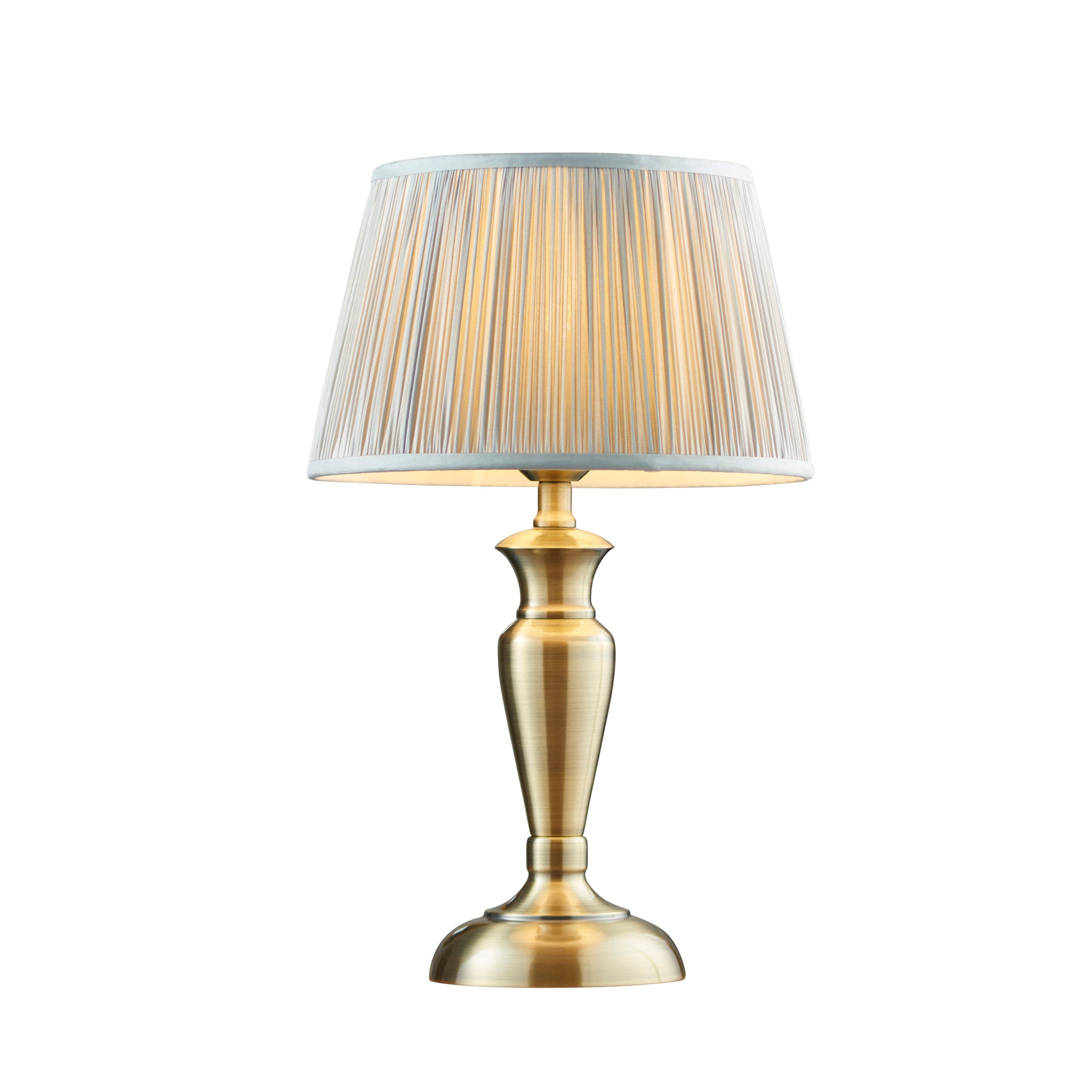 Table Lamp Antique Brass & Silk 60W E27 GLS Base & Shade e10242