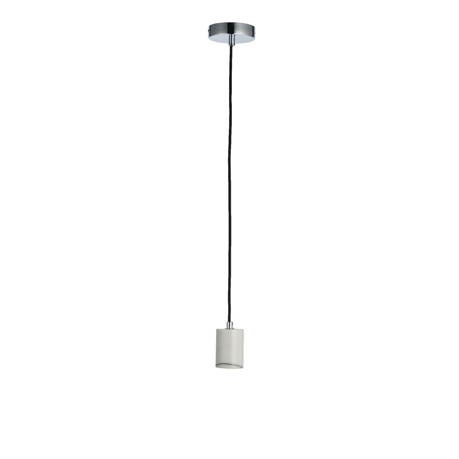 Ceiling Pendant Light Grey Marble & Chrome Plate 60W E27 Dimmable