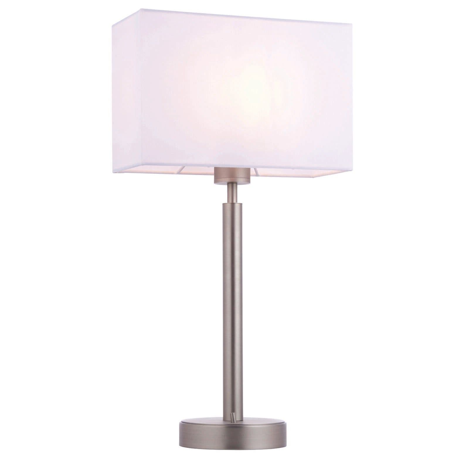 Table Lamp Matt Nickel Plate & Vintage Fabric 60W E27 USB Socket