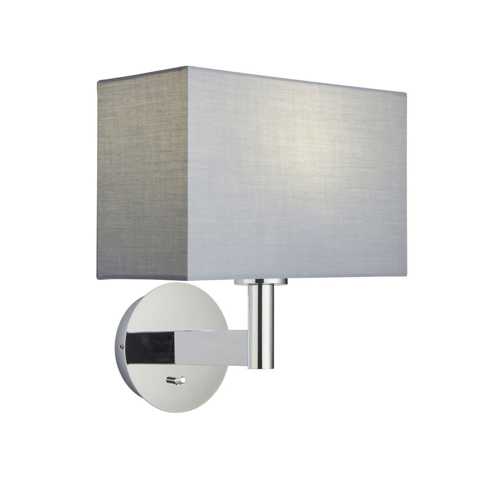 Wall Light & Shade Chrome Plate & Fabric 60W E27 Living Room e10658
