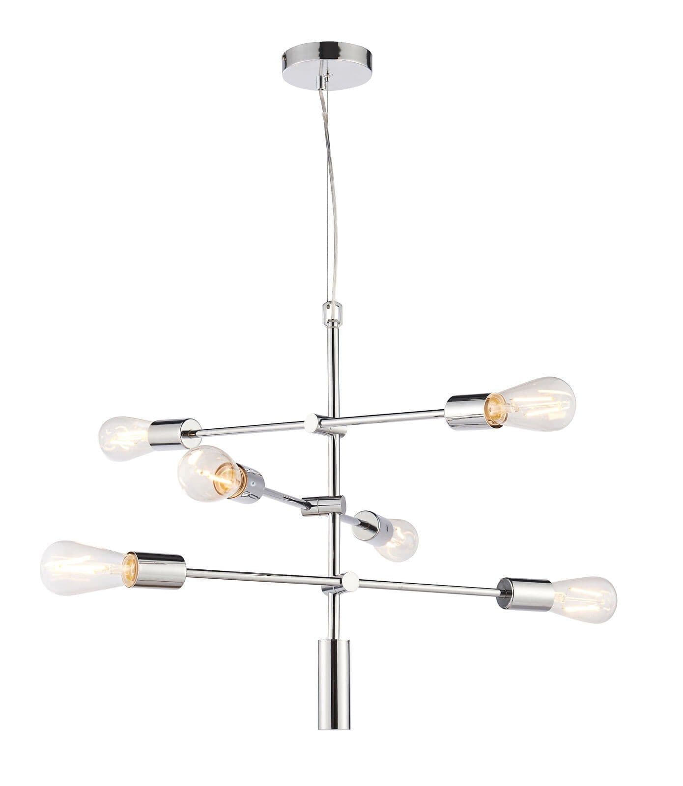 Ceiling Pendant Light Chrome Plate 6 x 60W E27 Dimmable Arm Lamp