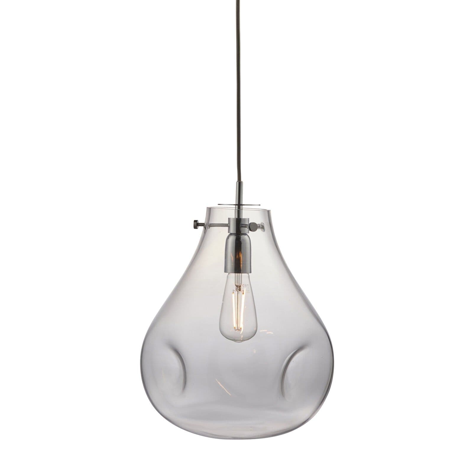 Ceiling Pendant Light Glass & Chrome Plate 40W E27 Dimmable