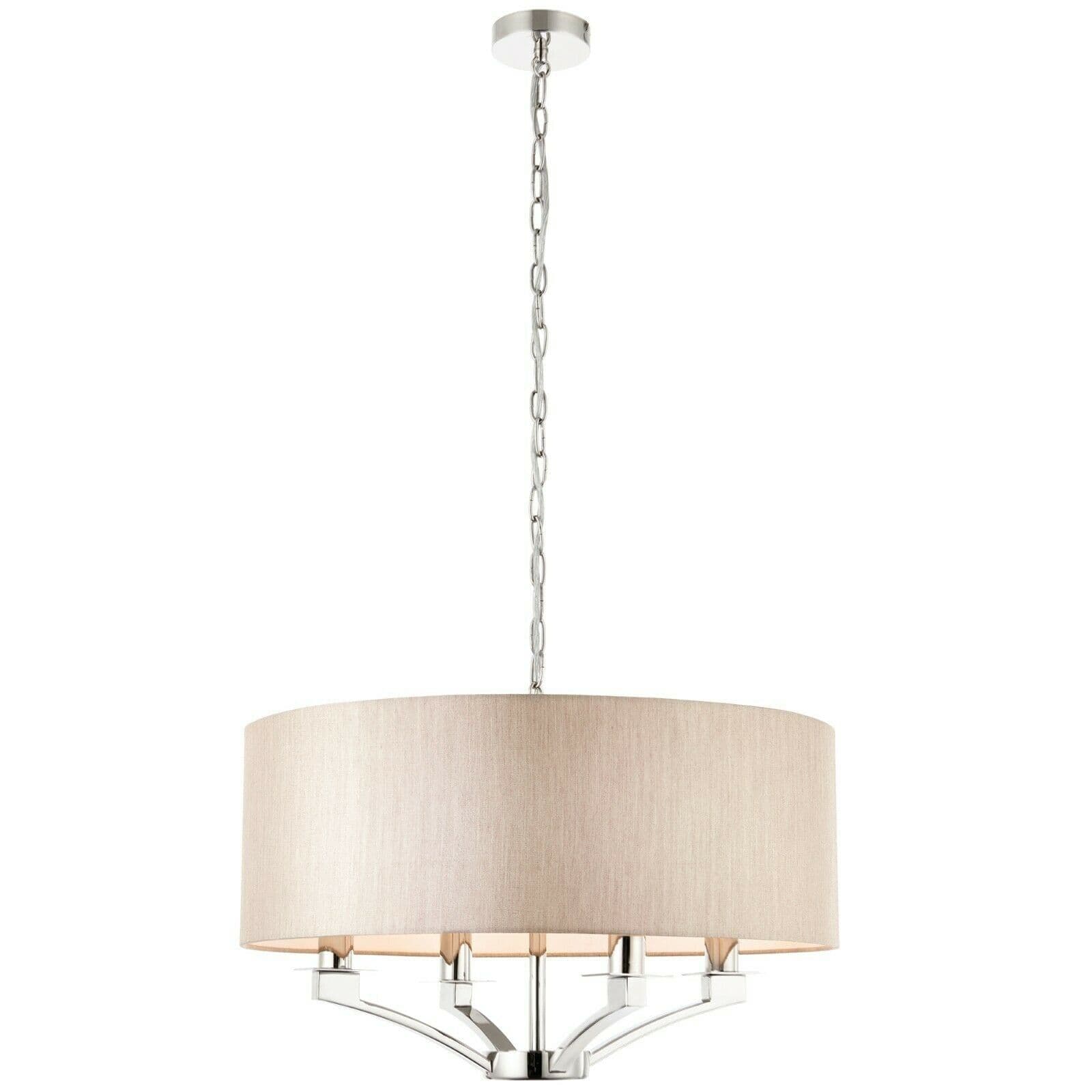 Ceiling Pendant Light Polished Nickel Plate & Fabric 4 x 40W E14