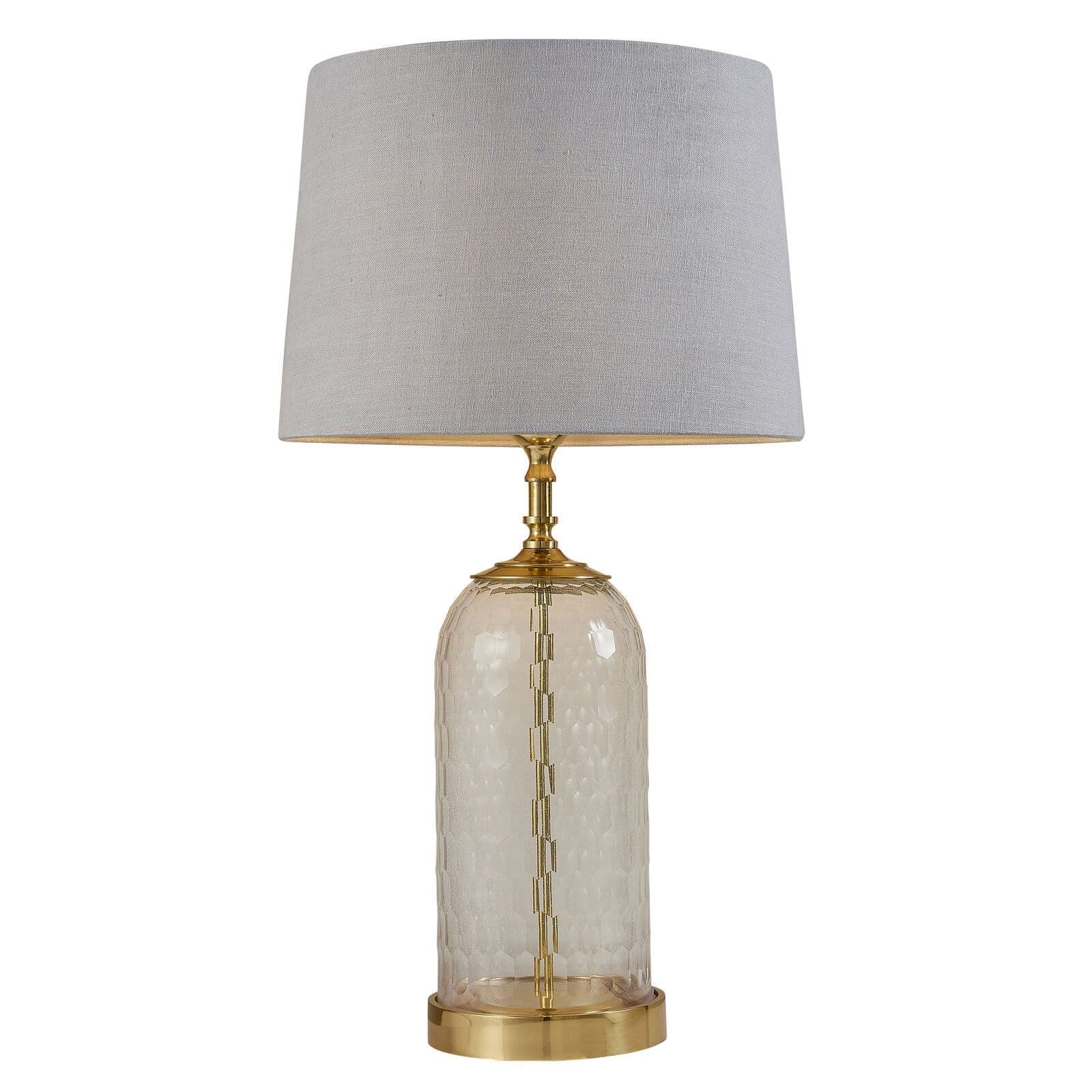 Table Lamp Solid Brass & Linen 60W E27 GLS Base & Shade