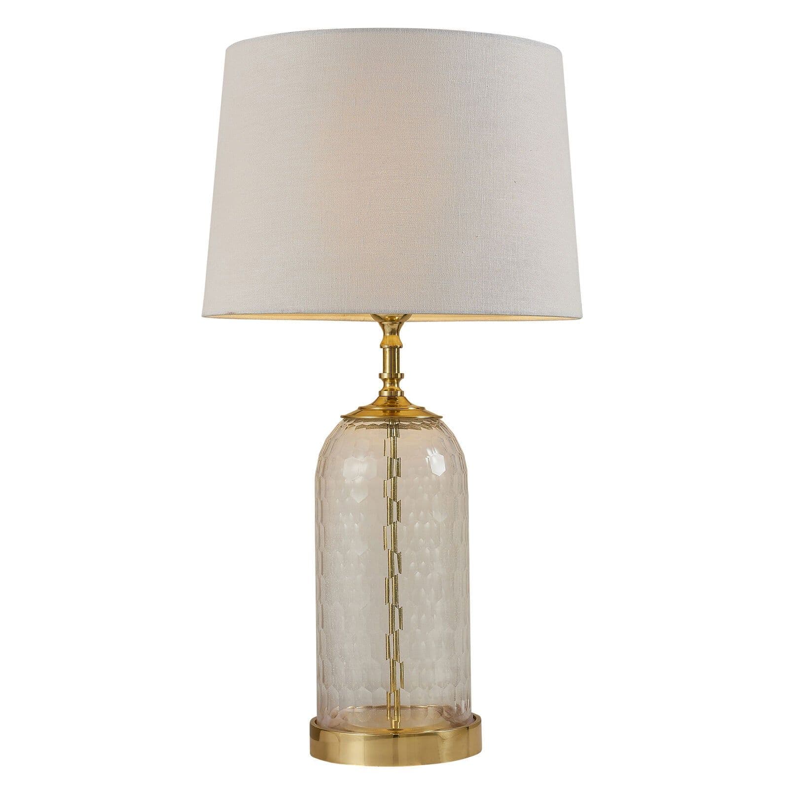 Table Lamp Solid Brass & Linen 60W E27 Bedside Light Base & Shade