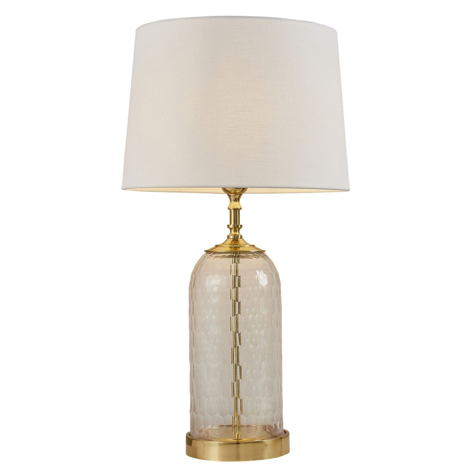 Table Lamp Solid Brass & Vintage Linen 60W E27 GLS Base & Shade