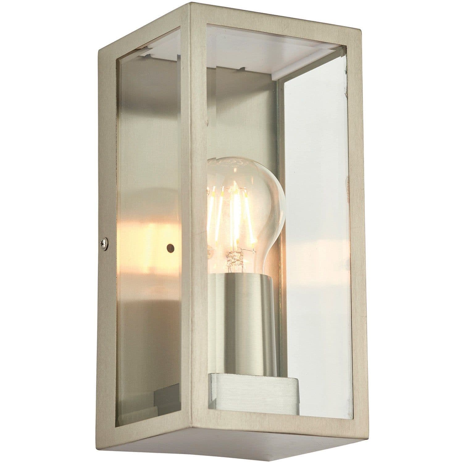 Outdoor IP44 Wall Box Light Dimmable 28W E27 Eco GLS Stainless Steel