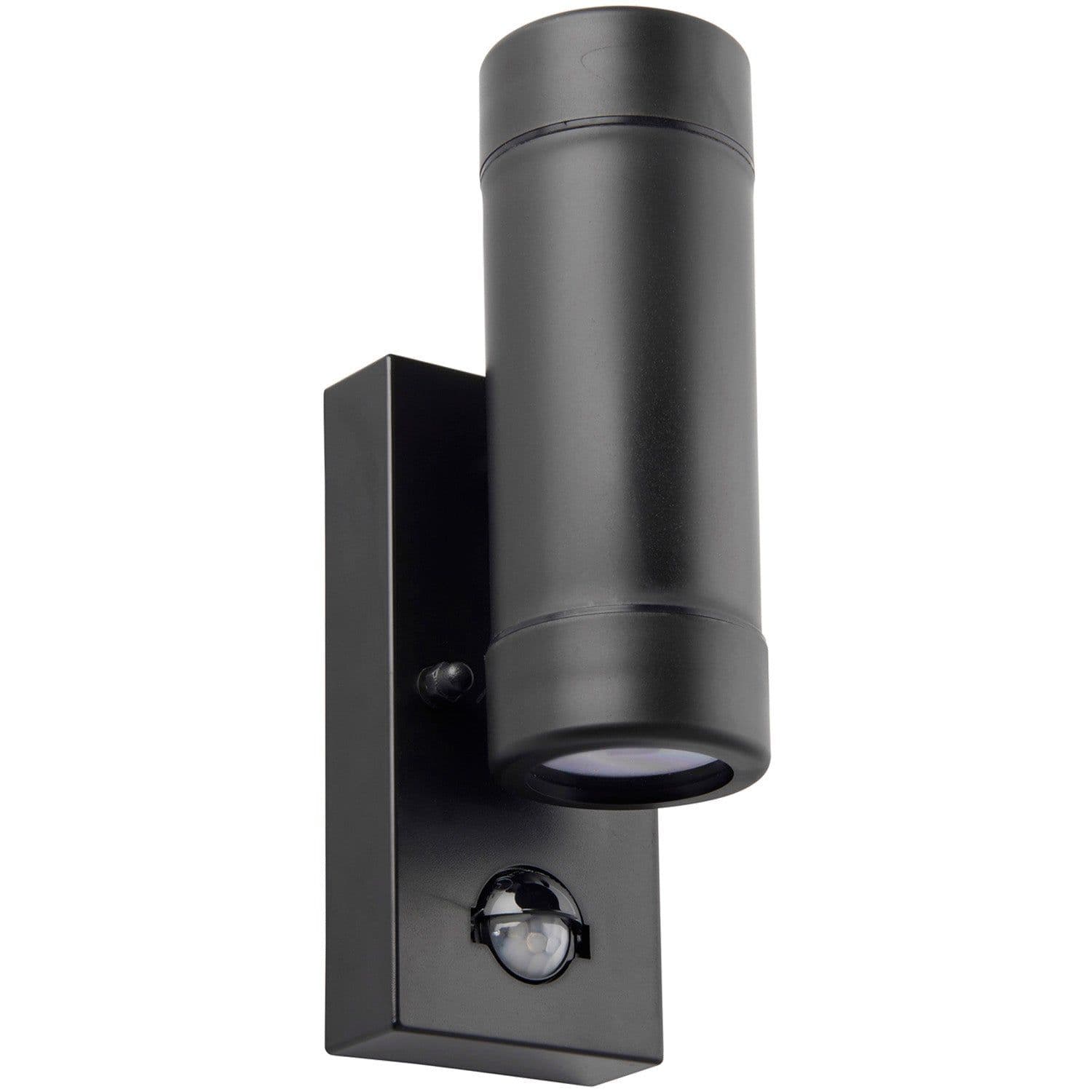 Up & Down IP44 Outdoor Wall Light with PIR Sensor - 2 x 7W LED GU10 - Matt Black