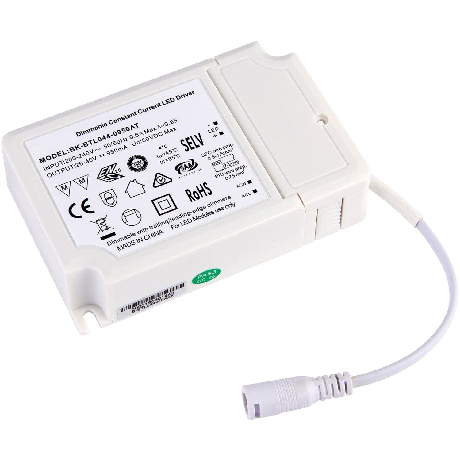 40W Dimmable LED Driver 950mA Constant Current Fixed Output Power Supply
