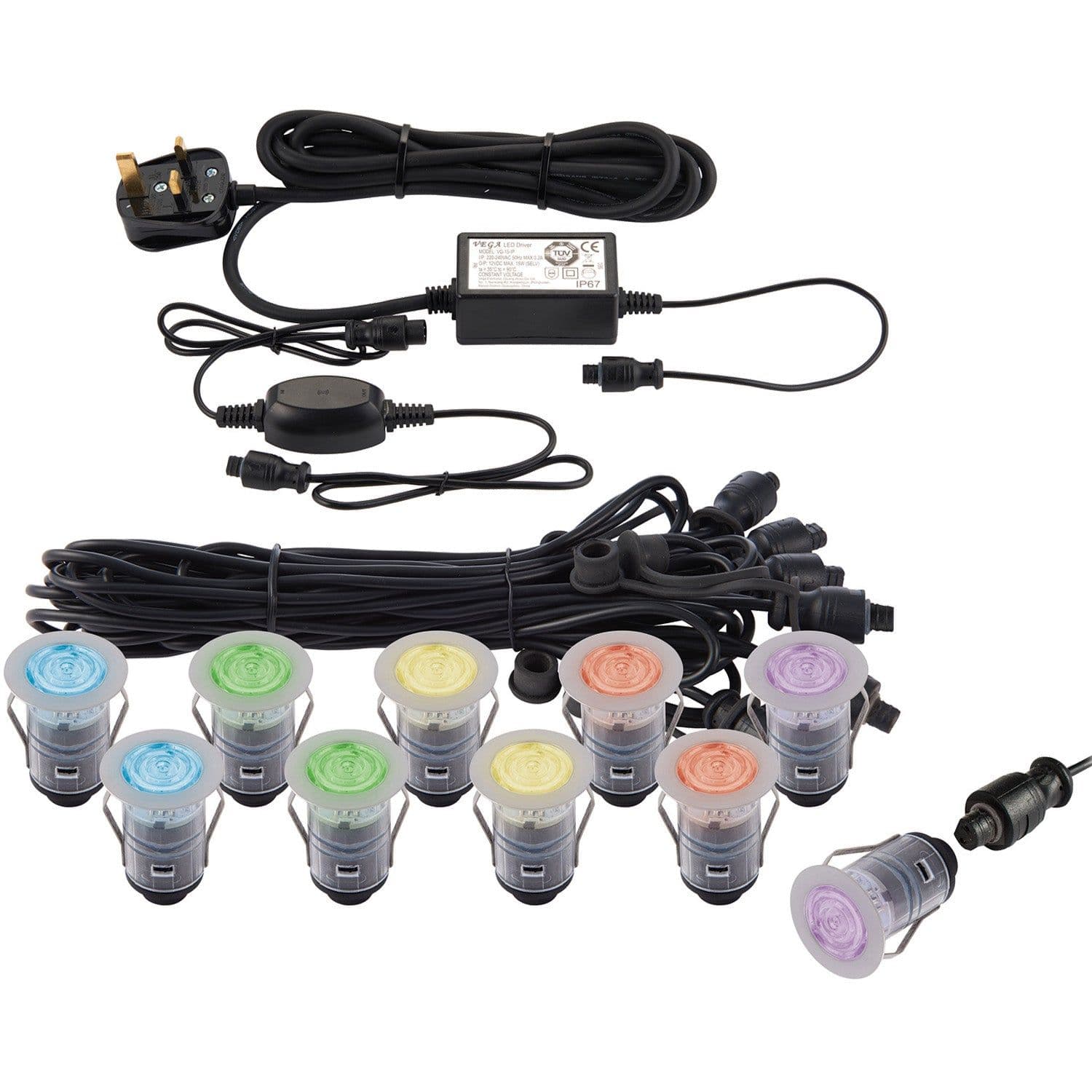 Recessed Decking IP67 Smart Guide Light Kit 10 x 0.75W RGB LED Module