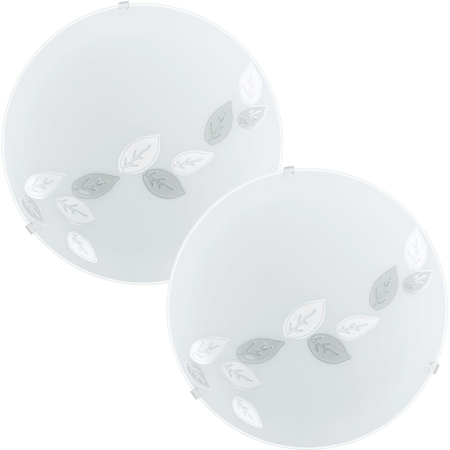 2 PACK Wall Flush Ceiling Light Shade Leaf Design Satin Glass E27 1x60W