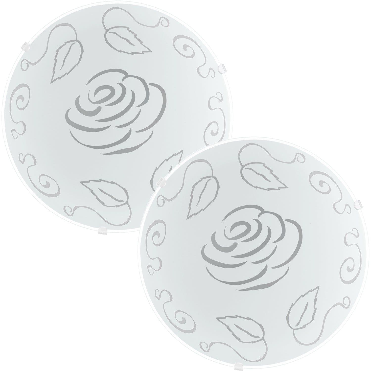 2 PACK Wall Flush Ceiling Light Shade Rose Design Satin Glass E27 1x60W