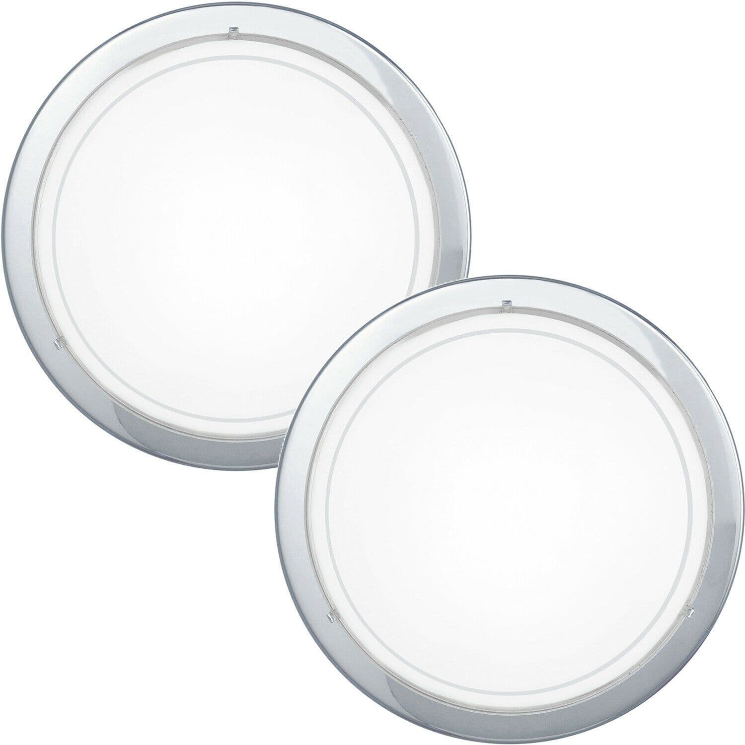 2 PACK Wall Flush Ceiling Light Chrome Shade White Clear Glass Painted E27 60W
