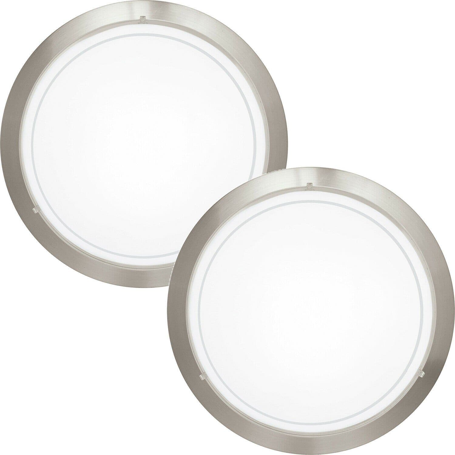 2 PACK Wall Flush Ceiling Light Satin Nickel Clear Glass Painted E27 60W