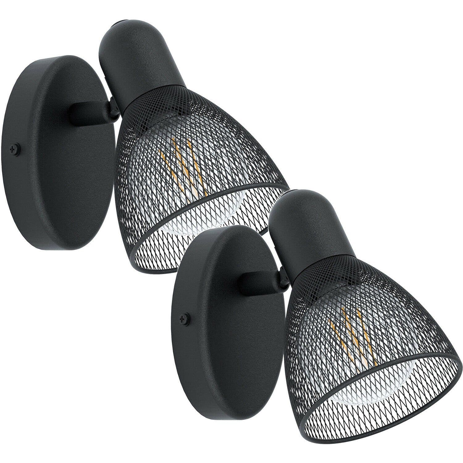 2 PACK Wall Spot Light Steel Shade Circluar Open Mesh E14 28W