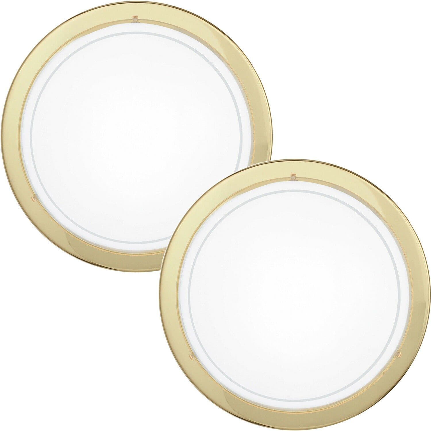 2 PACK Wall Flush Ceiling Light Brass Shade Clear Glass Painted E27 1x60W