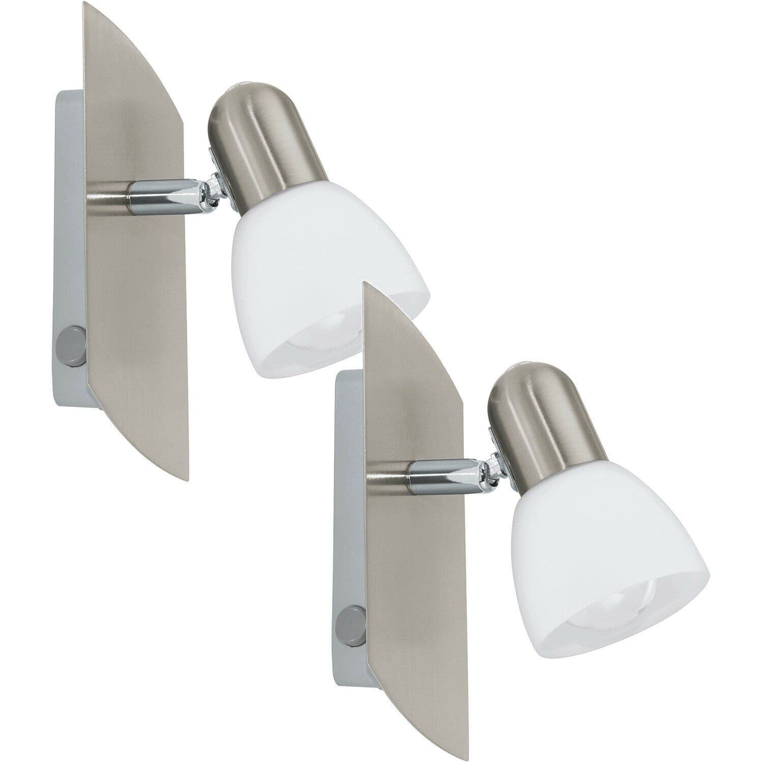 2 PACK Wall Spot Light Satin Nickel Shade Satin Glass E14 1x25W