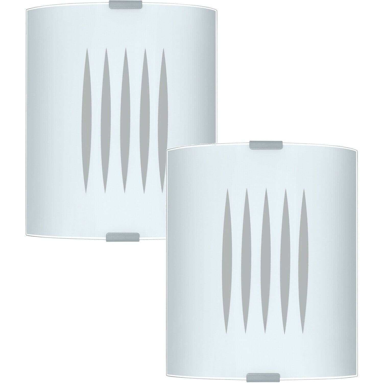 2 PACK Wall Flush Ceiling Light Colour Lines Shade Design Satin Glass E27 60W