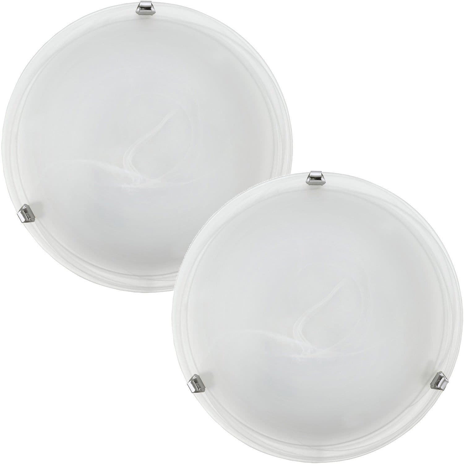 2 PACK Wall Flush Ceiling Light Chrome Shade Glass Alabaster E27 1x60W