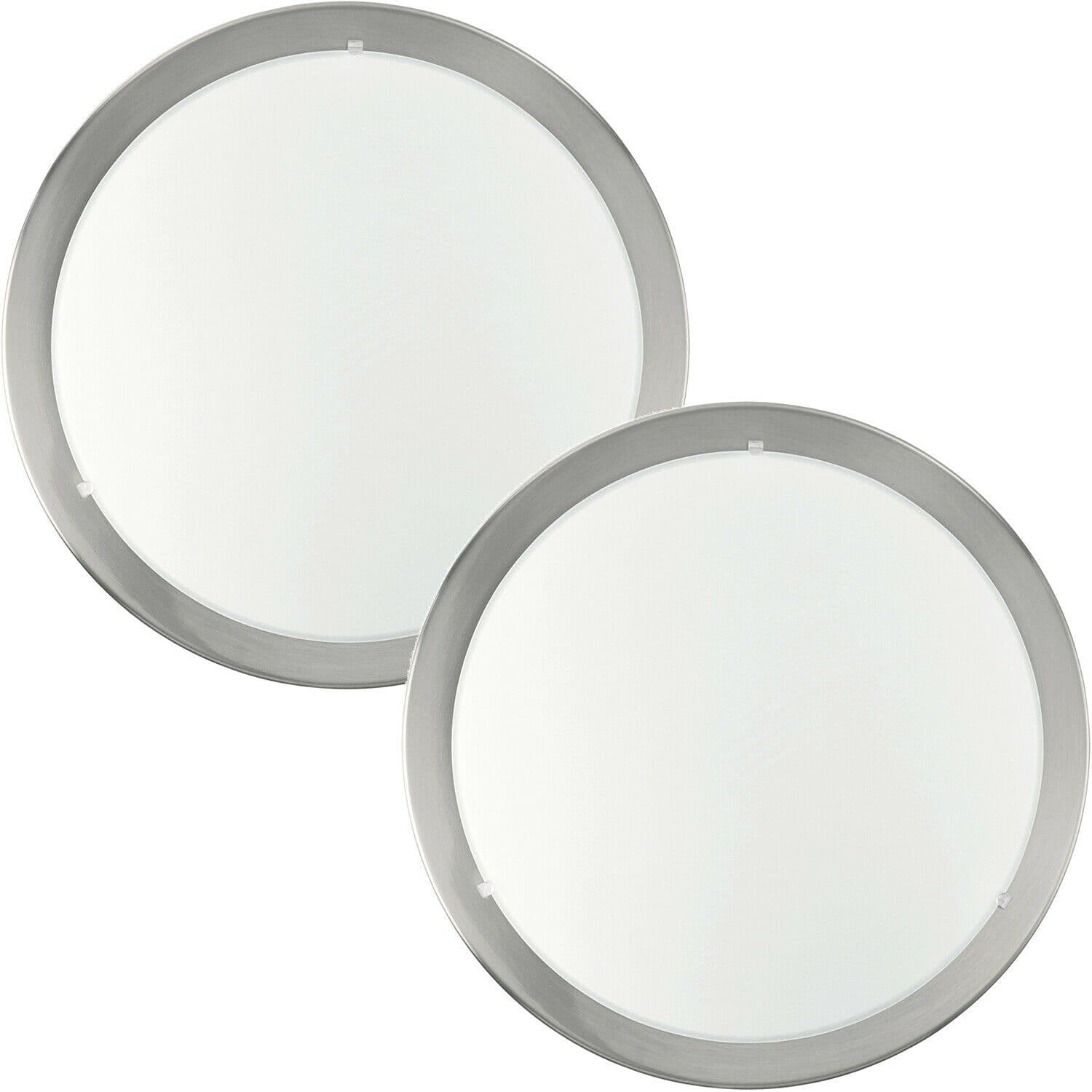 2 PACK Wall Flush Ceiling Light Satin Nickel White Clear Satin Glass E27 1x60W