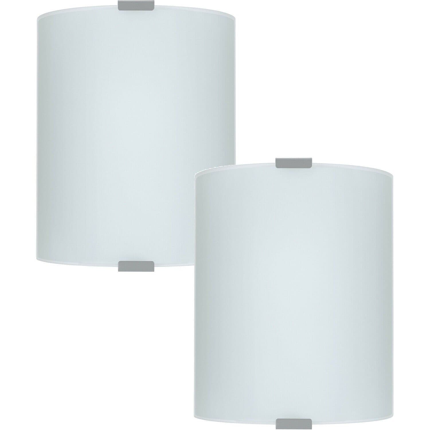 2 PACK Wall Flush Ceiling Light Colour Silver Shade White Satin Glass E27 1x60W