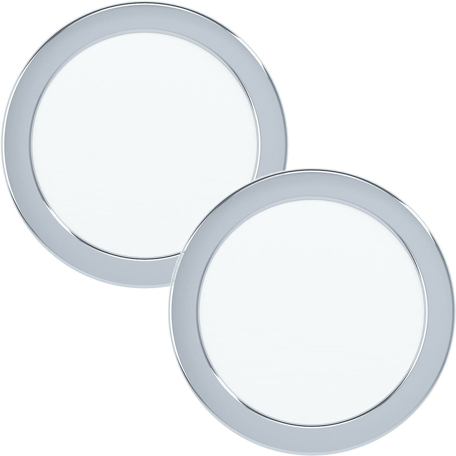 2 PACK Wall Ceiling Flush Downlight Chrome Steel 10.5W LED 166mm Round