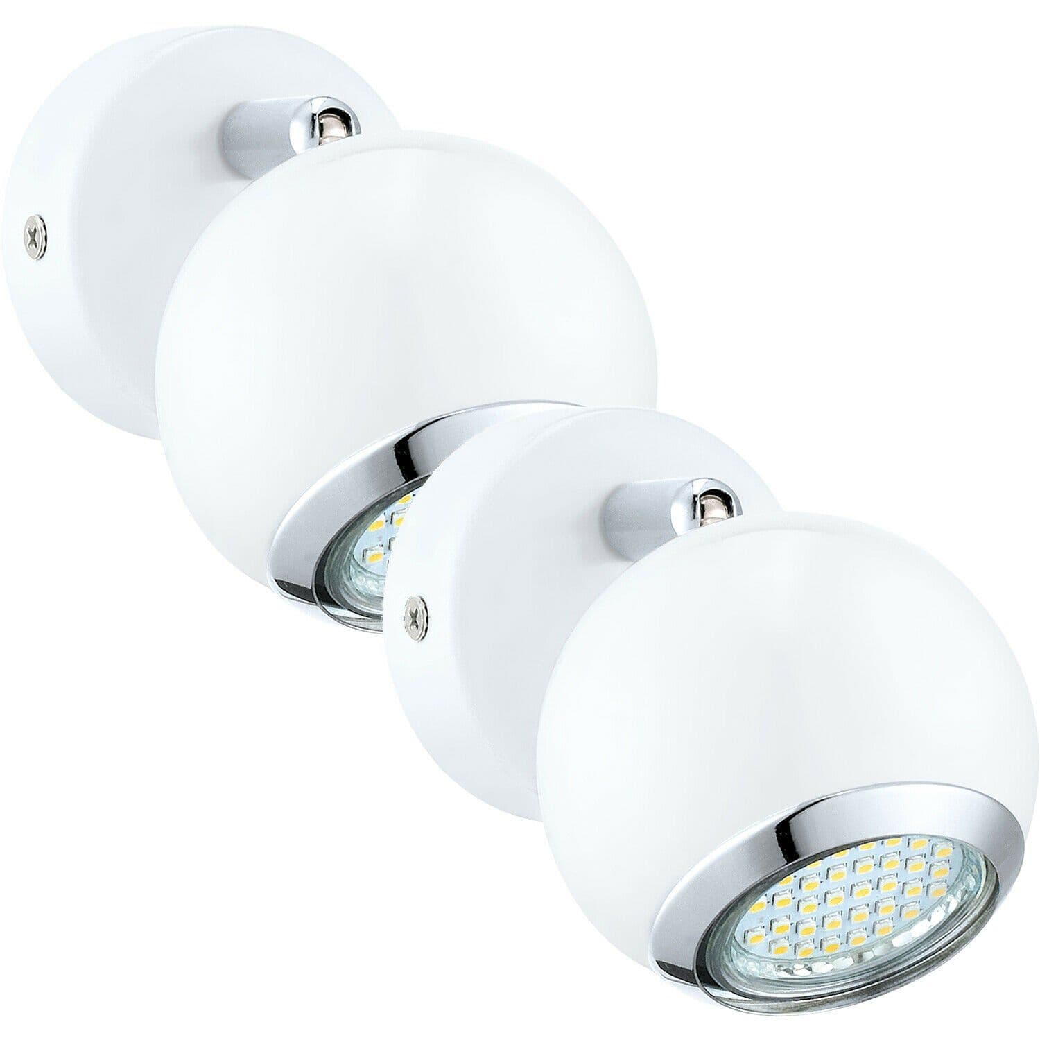 2 PACK Wall Spot Light Round ous Chrome Shade GU10 1x3W Included