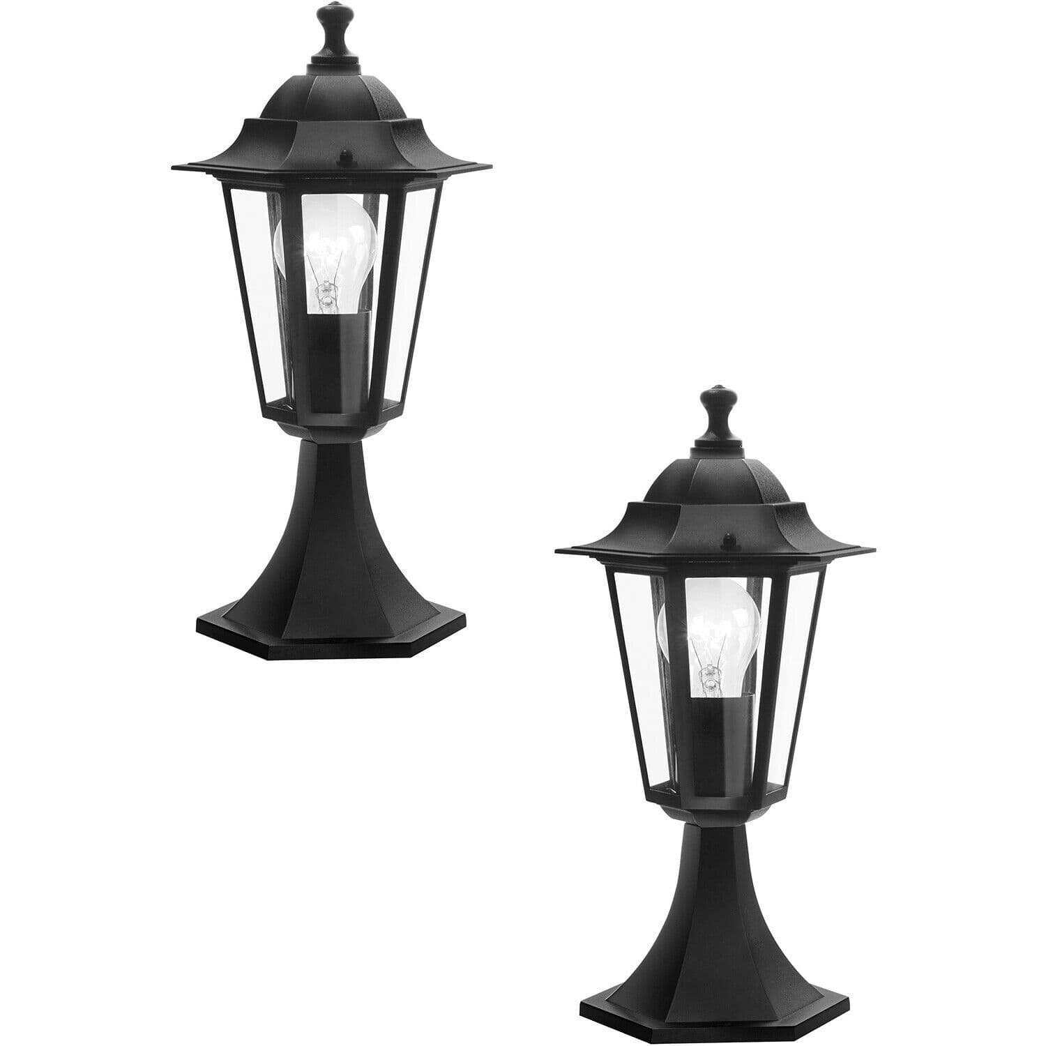 2 PACK IP44 Outdoor Pedestal Light Aluminium 1x 60W E27 Porch Lamp