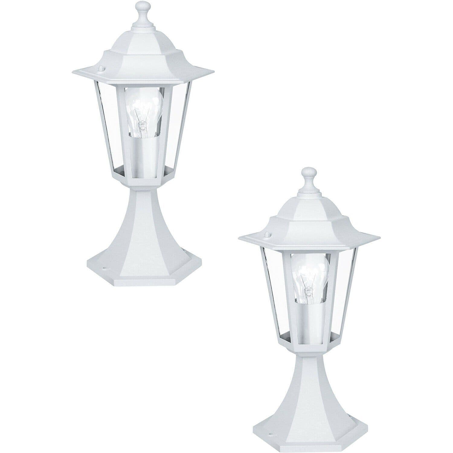 2 PACK IP44 Outdoor Pedestal Light Aluminium Lantern 60W E27 Porch Lamp