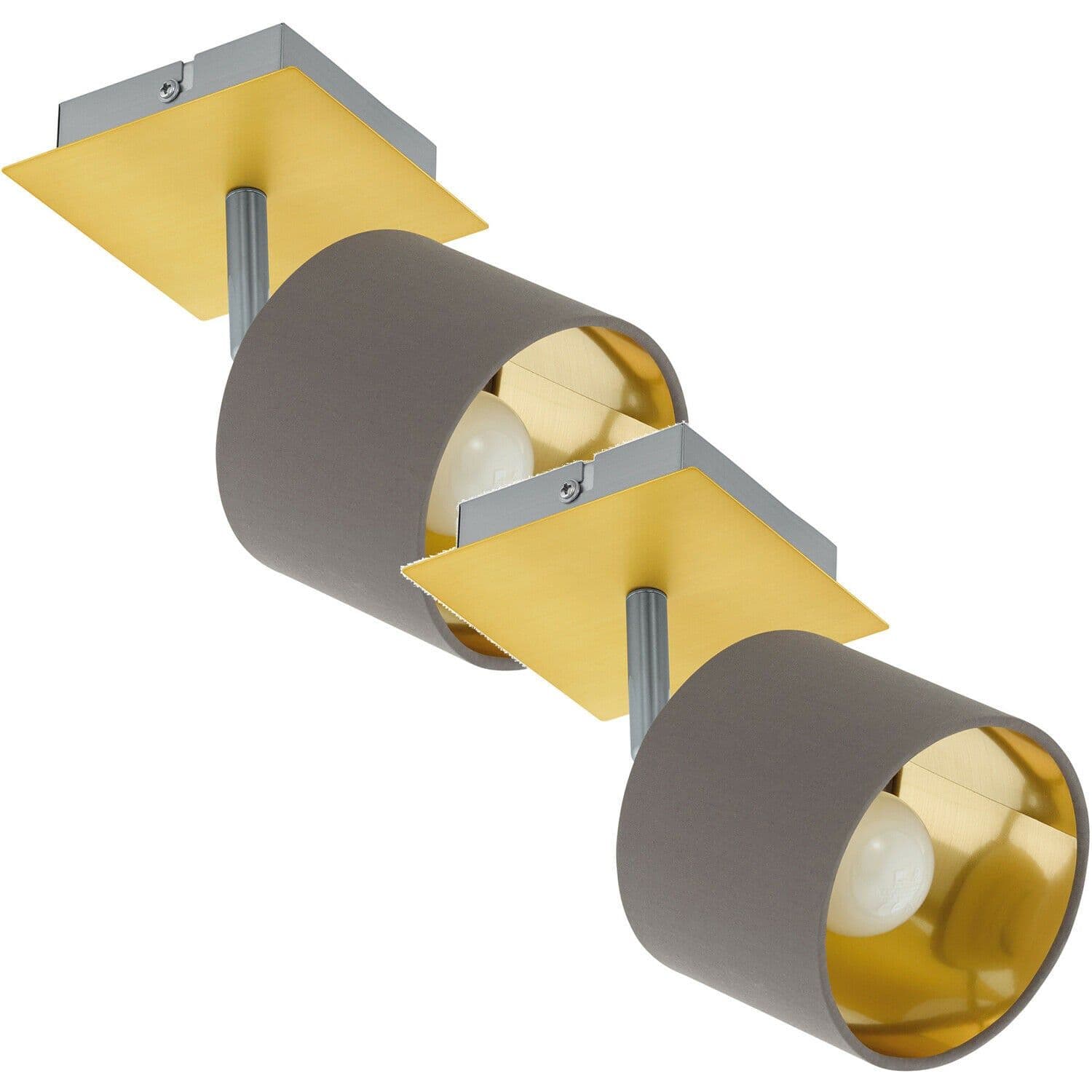2 PACK Wall Light Colour Brushed Brass Satin Nickel Shade Cappuccino Fabric E14