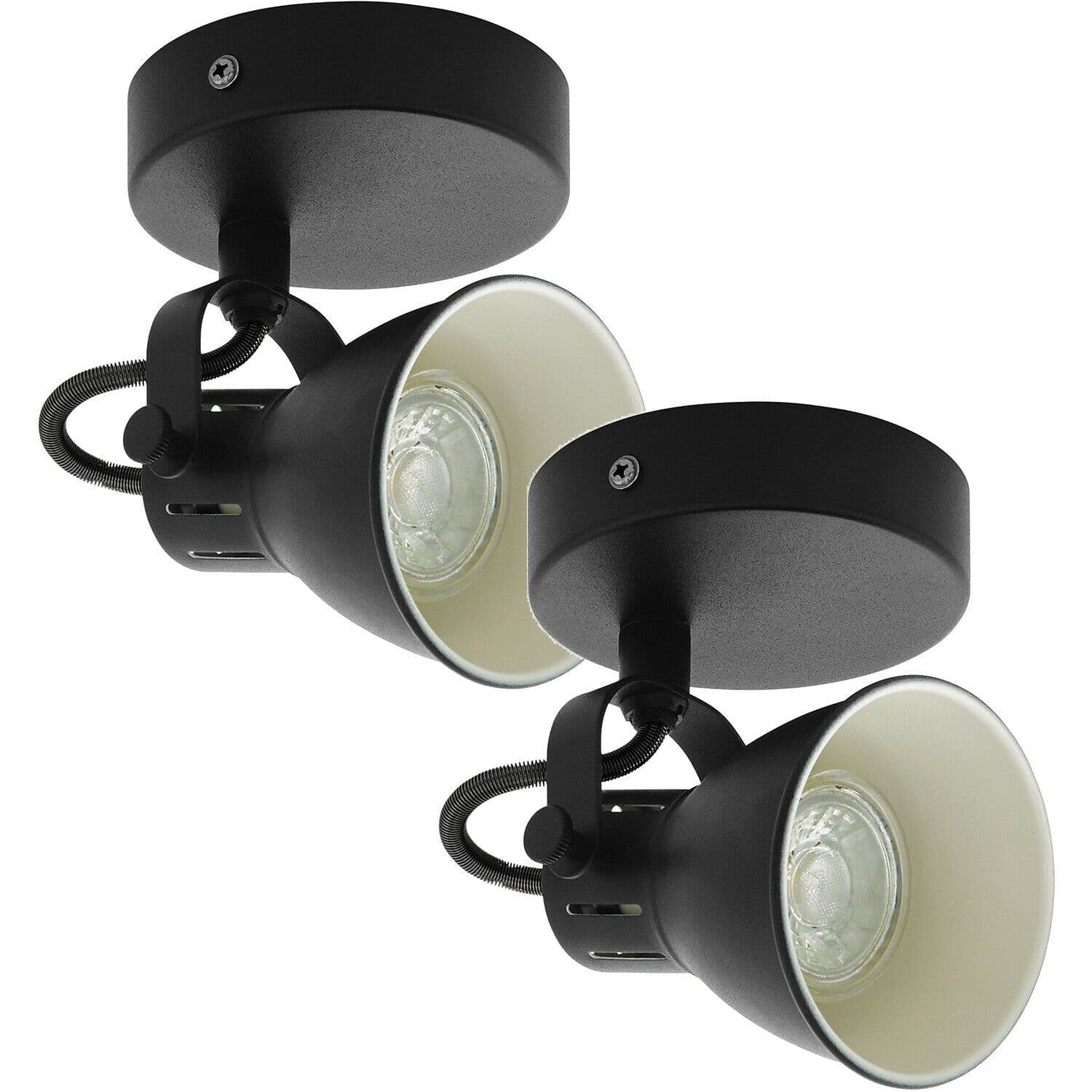 2 PACK Wall Light 1 Spot Steel Pivot Shade GU10 1x3.3W Included