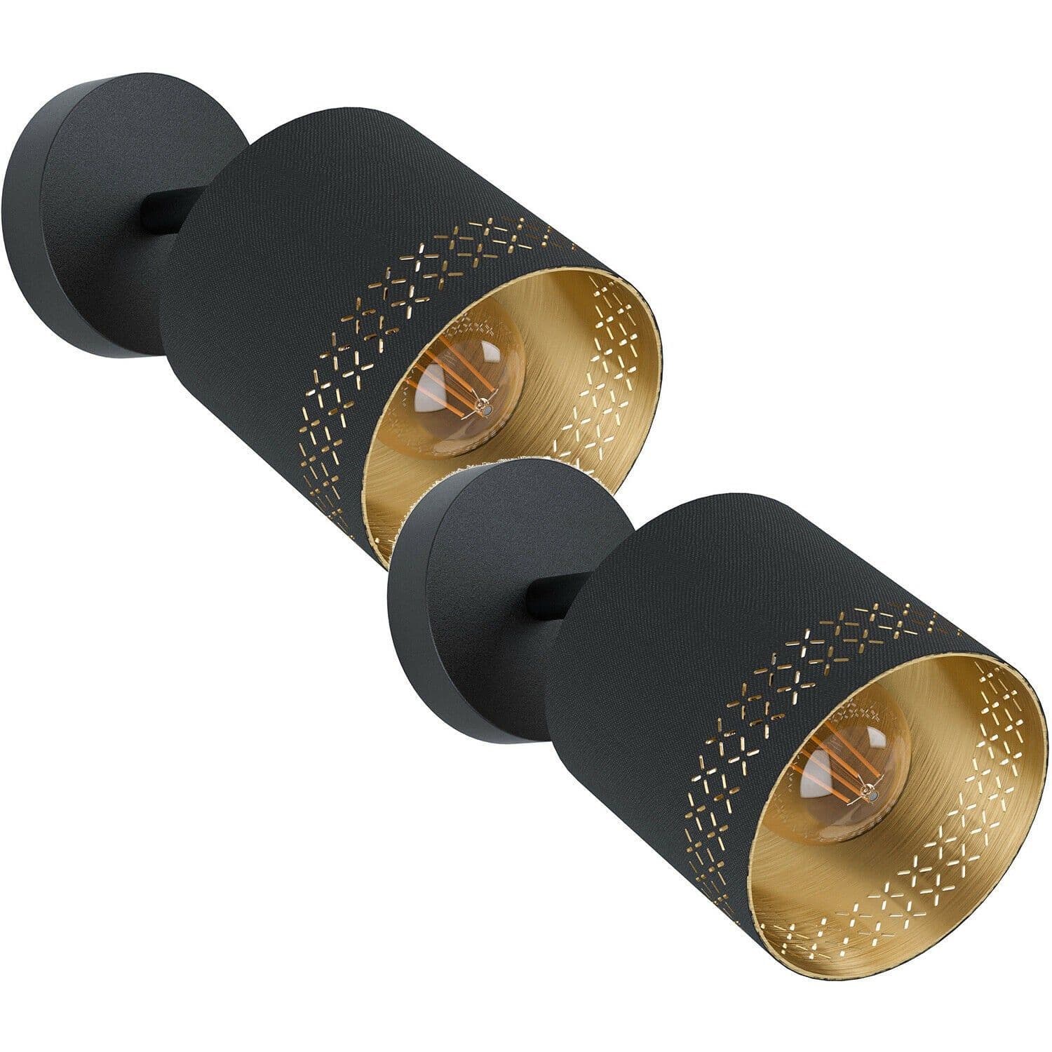 2 PACK Wall Light Shade Outer Gold Inner Fabric Bulb E27 28W