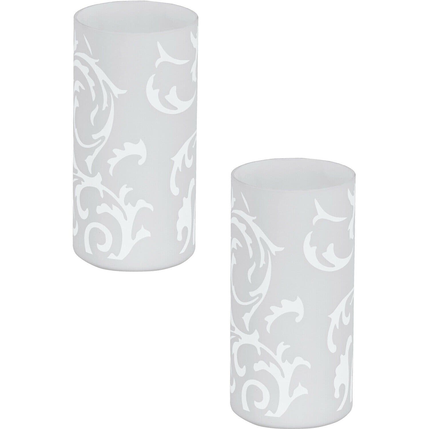 2 PACK Table Lamp Colour Shade White Printed Glass In Line Switch E14 1x60W