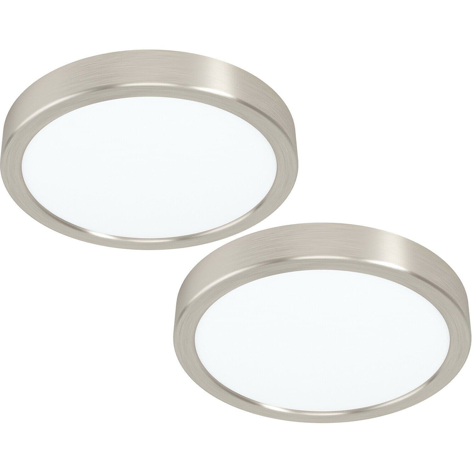 2 PACK Wall Ceiling Light Satin Nickel 210mm Round Surface 16.5W LED 3000K