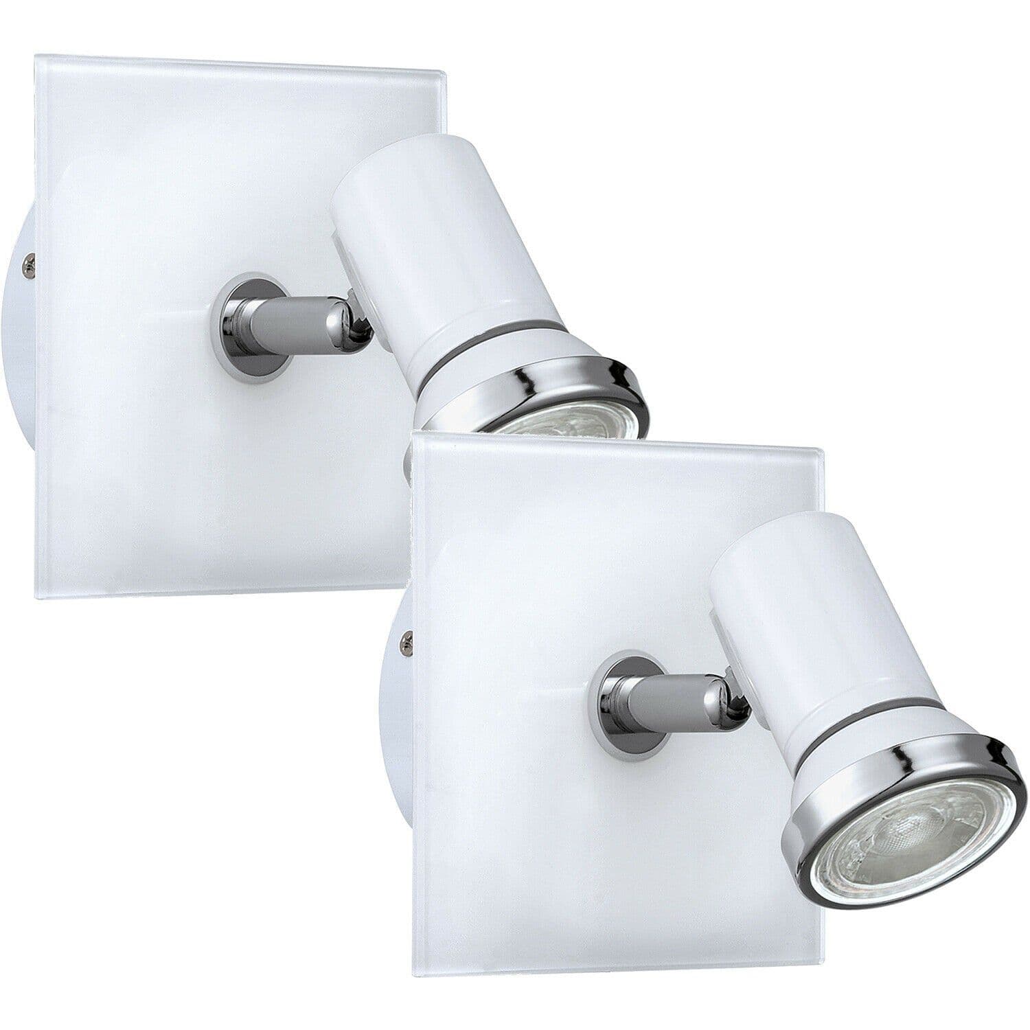 2 PACK Wall Light IP44 Bathroom Chrome Shade GU10 3.3W Included