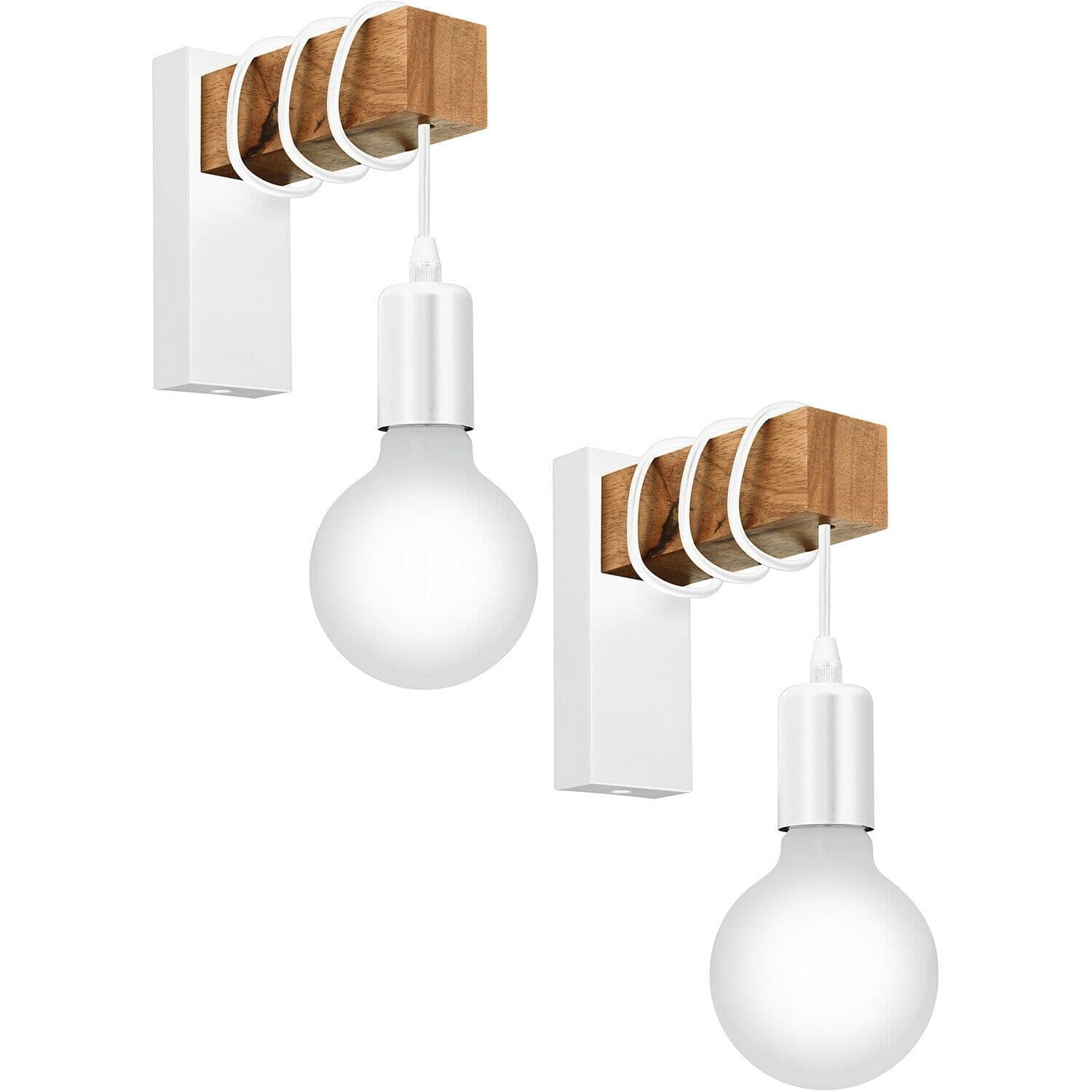 2 PACK LED Wall Light Sconce Plate & Wood Hangman Arm 1x 10W E27