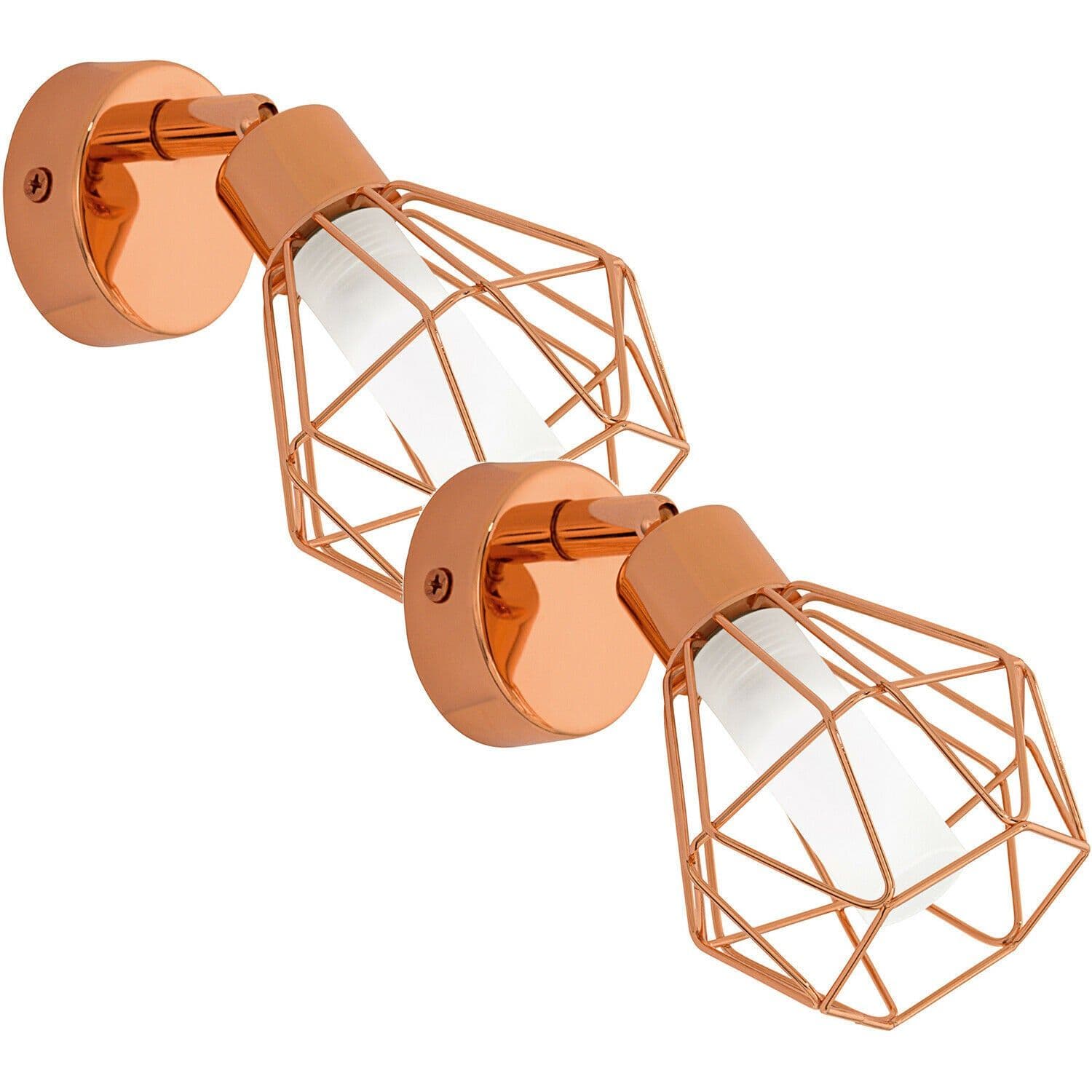 2 PACK Wall 1 Spot Light Copper Steel Shade Satin Glass G9 1x3W Included