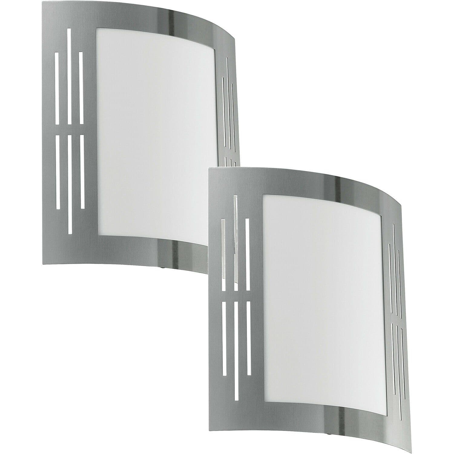 2 PACK IP44 Outdoor Wall Light Stainless Steel Square 1x 60W E27 Porch Lamp