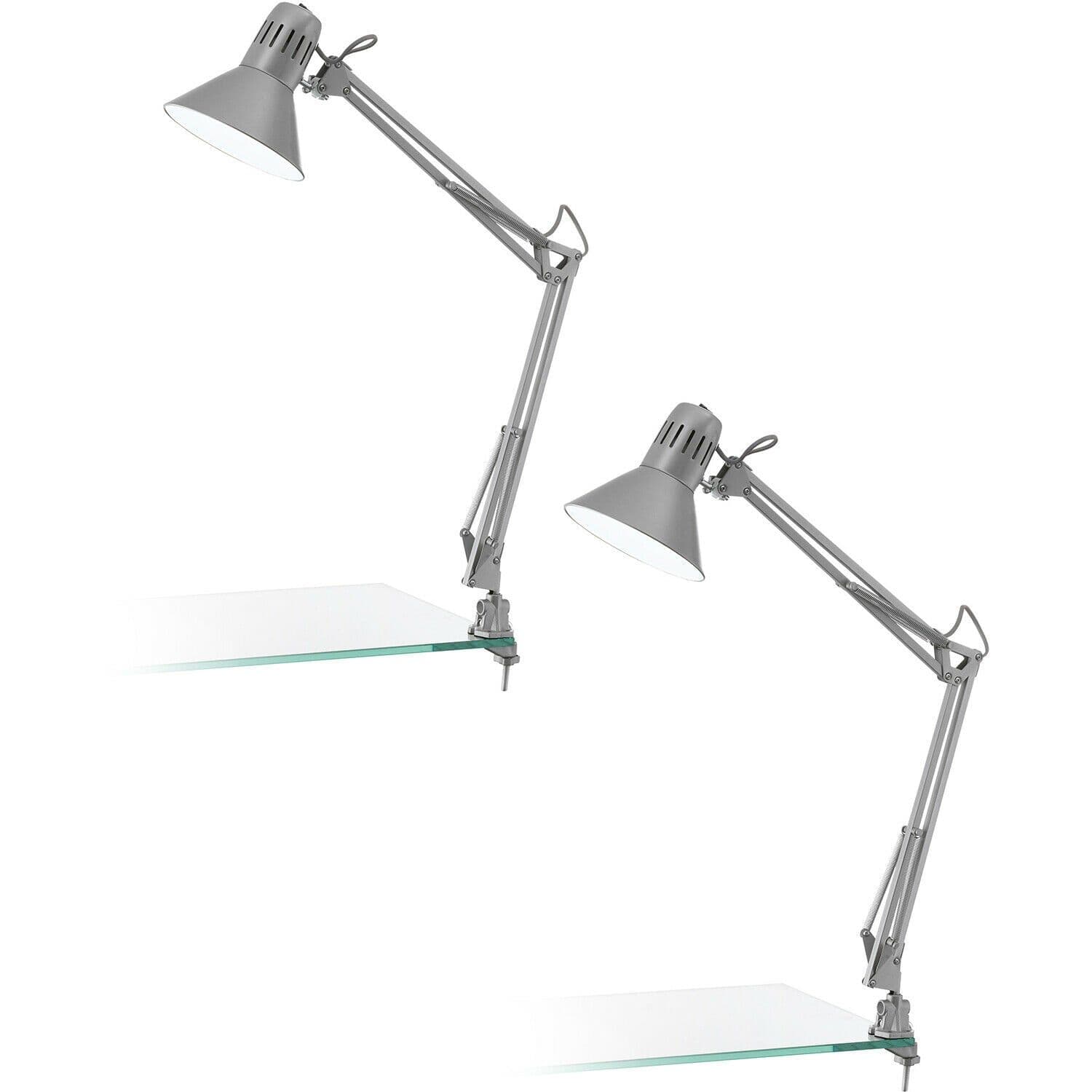 2 PACK Table Desk Lamp Clamp Moveable Steel Line Switch E27 1x40W