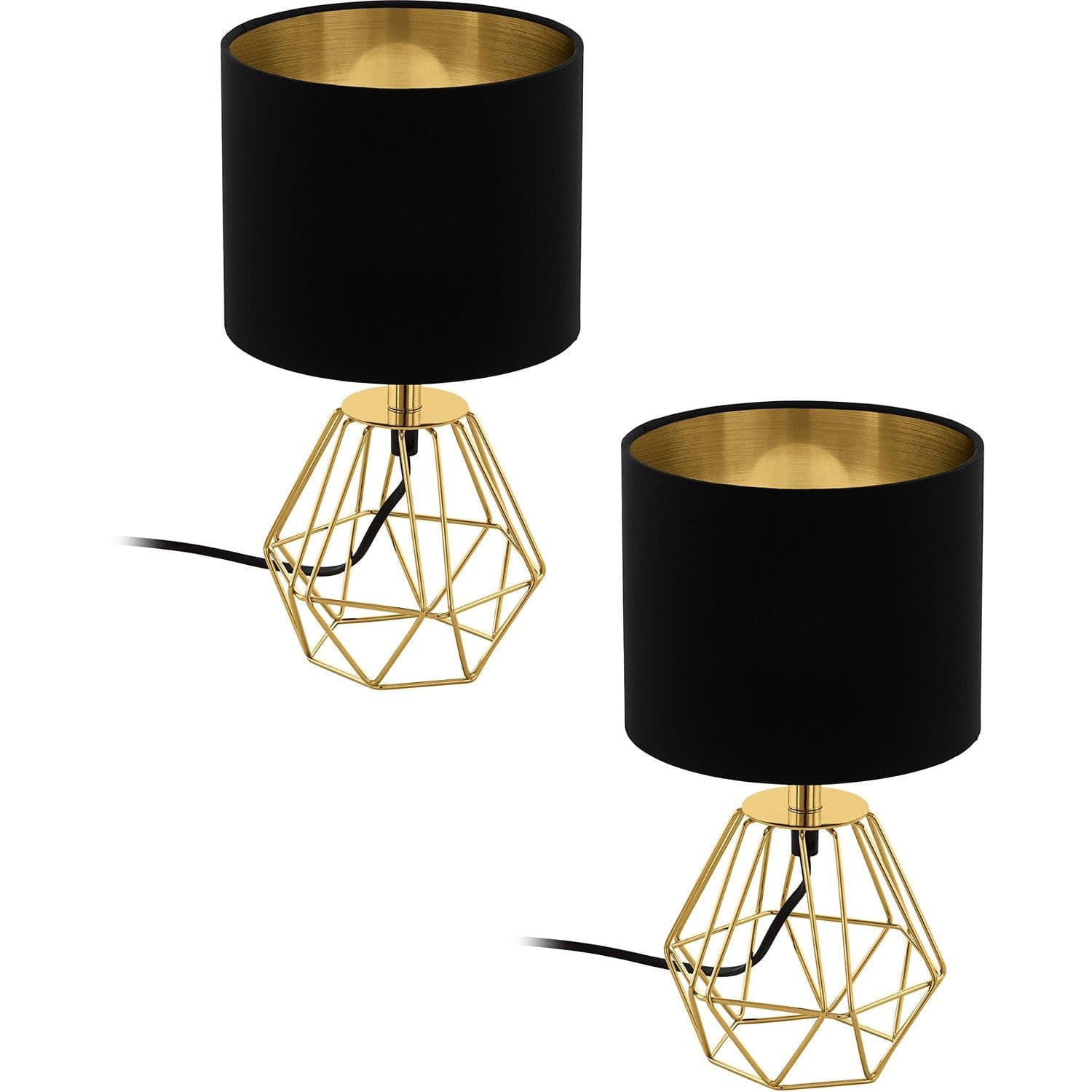 2 PACK Table Lamp Brass Steel Base Shade Gold Fabric E14 1x60W