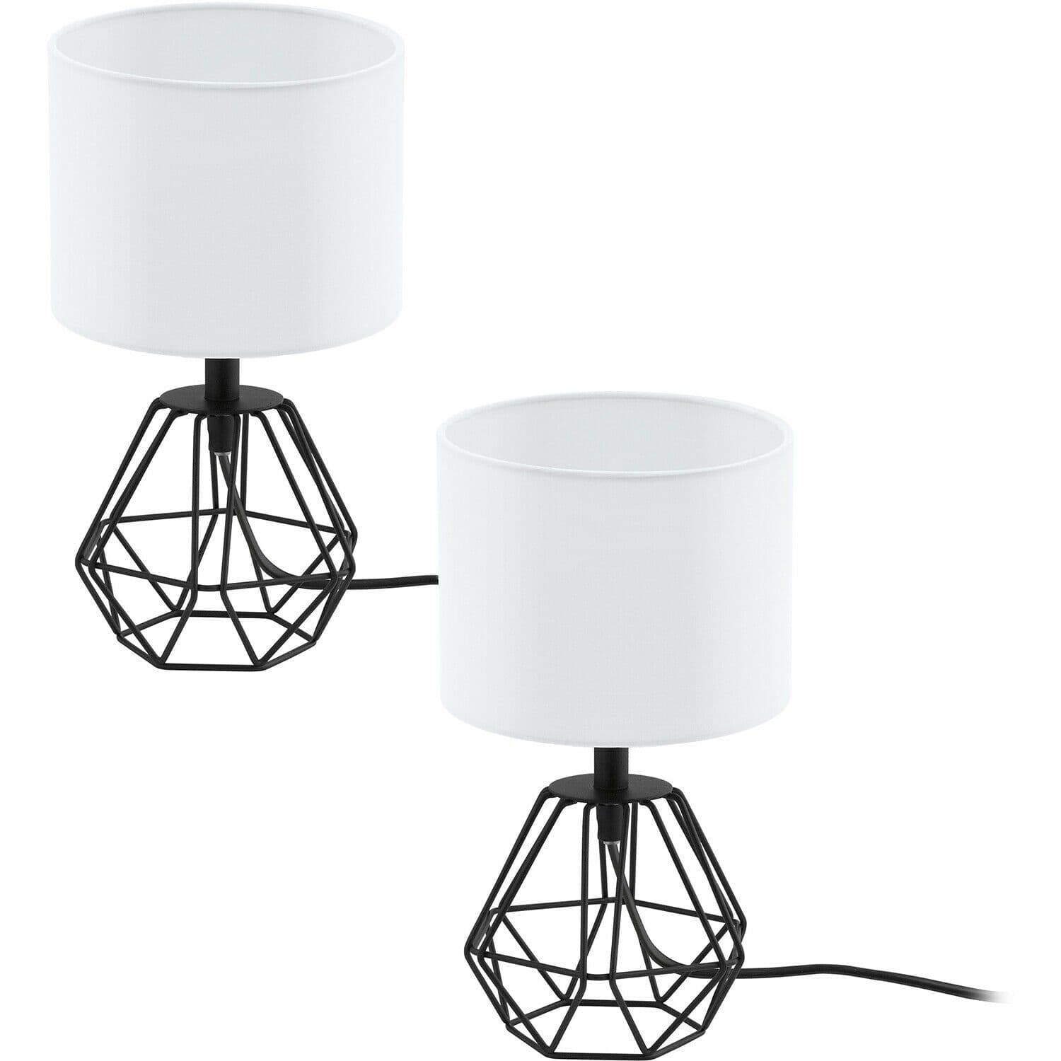 2 PACK Table Lamp Base Shade White Fabric Line Switch E14 1x60W