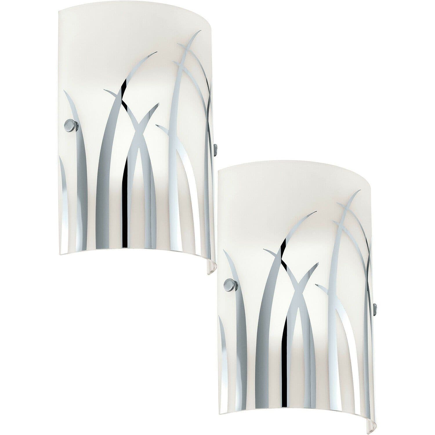 2 PACK Wall Light Chrome Shade Chrome Glass Painted E14 42W
