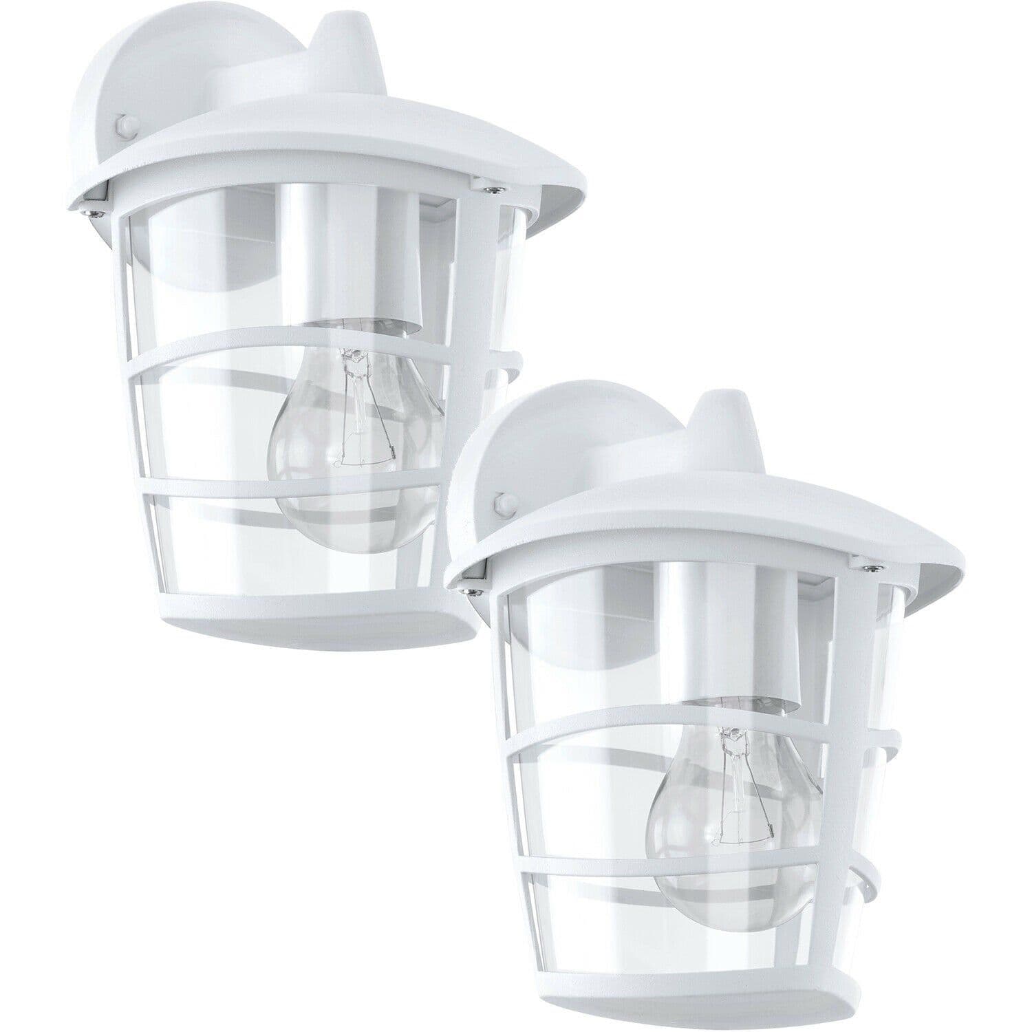 2 PACK IP44 Outdoor Wall Light & Glass Lantern 60W E27 Porch Lamp Down