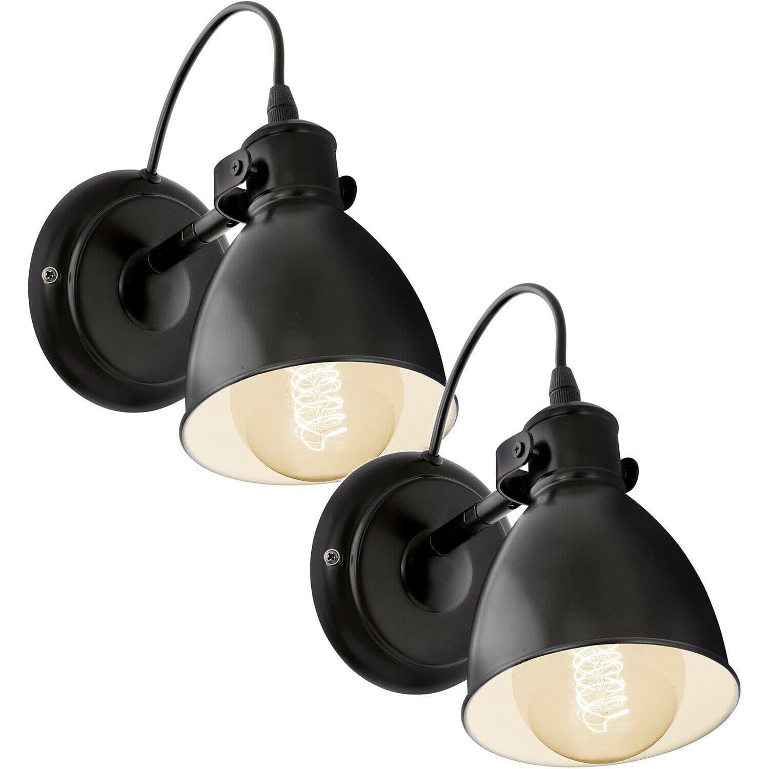 2 PACK Adjustable Wall Light Sconce & White Bowl Shade 1x 40W E27