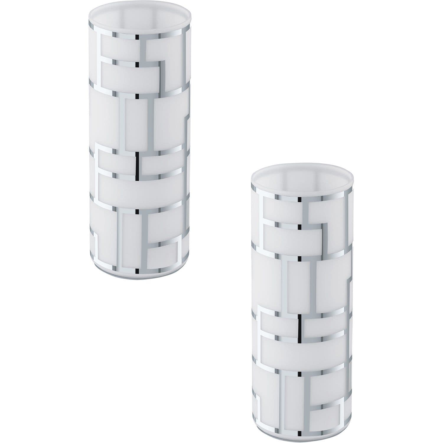 2 PACK Table Lamp Shade Chrome Glass Decor Line Switch E27 1x60W