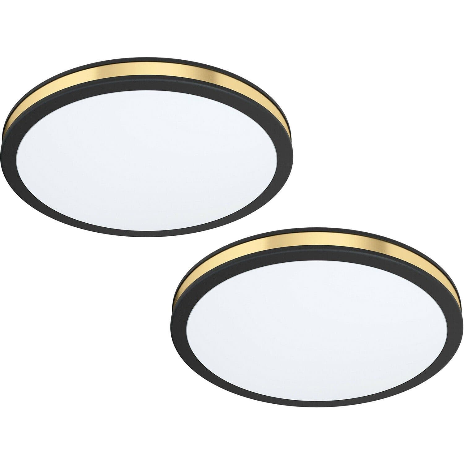 2 PACK Wall Flush Ceiling Light Black Shade White Gold Plastic LED 12W