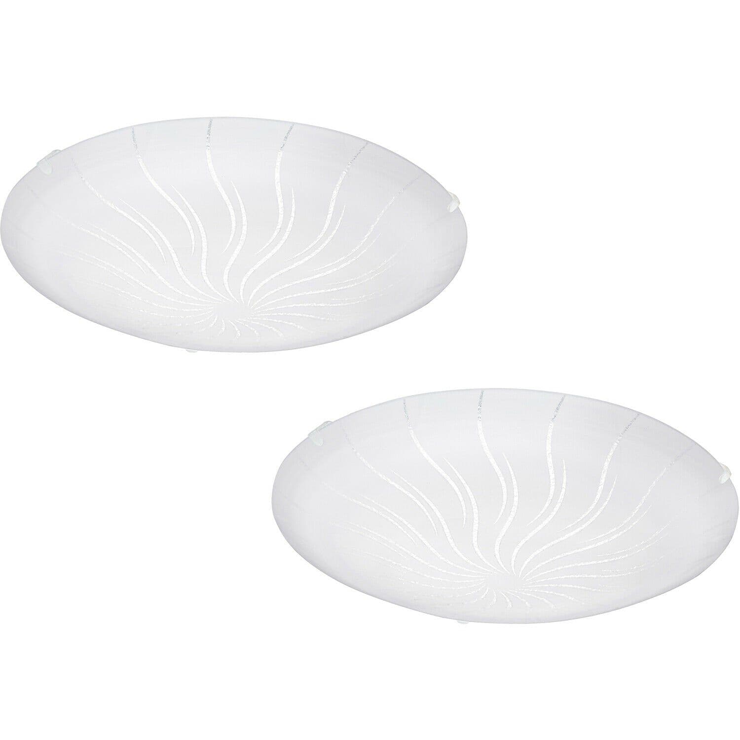 2 PACK Wall Flush Ceiling Light White Shade Granille White Clear Glass LED 11W