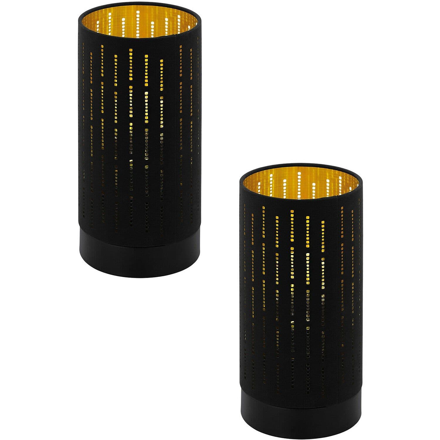 2 PACK Table Lamp Shade Gold Fabric Cut Outs E27 1x40W