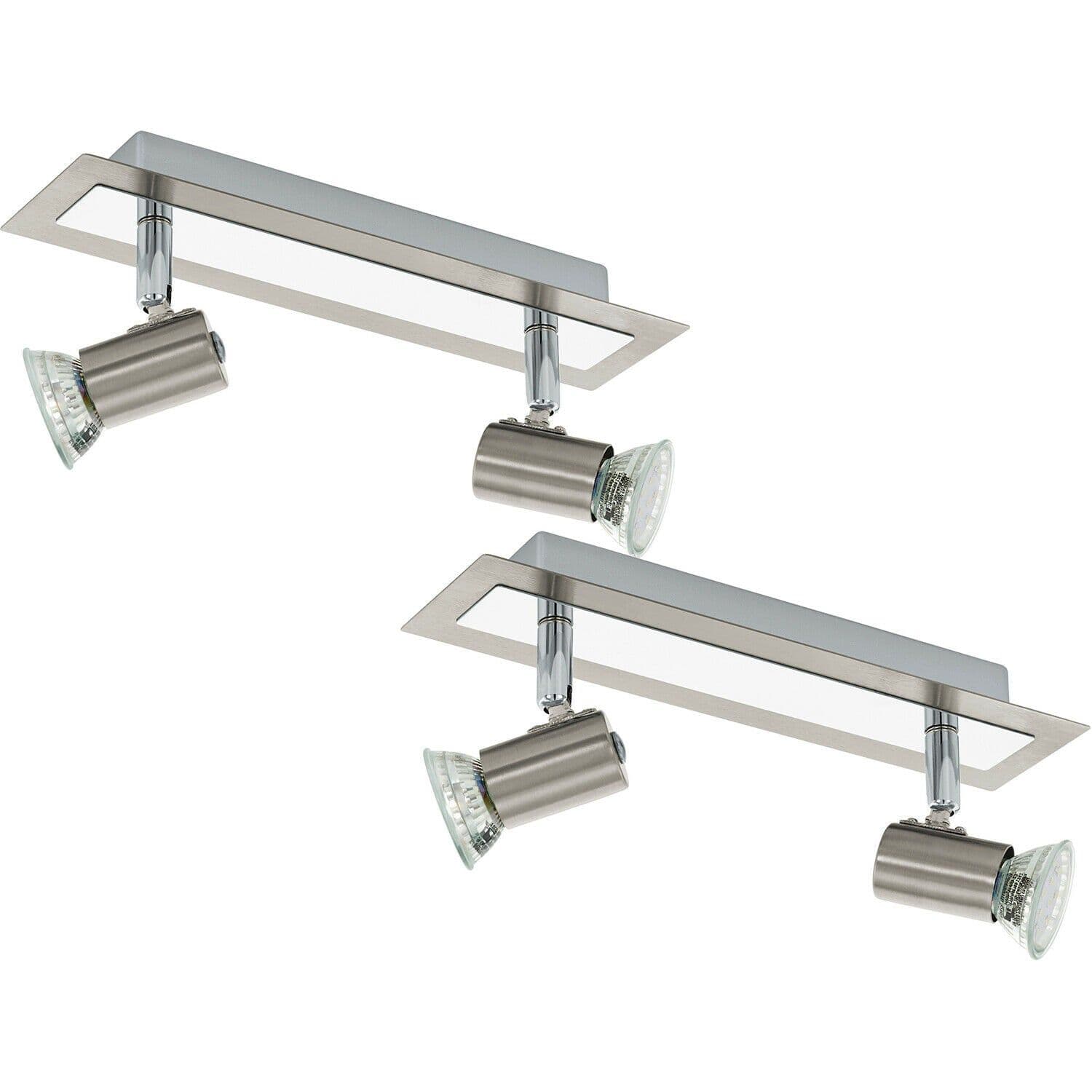 2 PACK Wall 2 Spot Lights Satin Nickel Chrome Plated GU10 2x5W Included