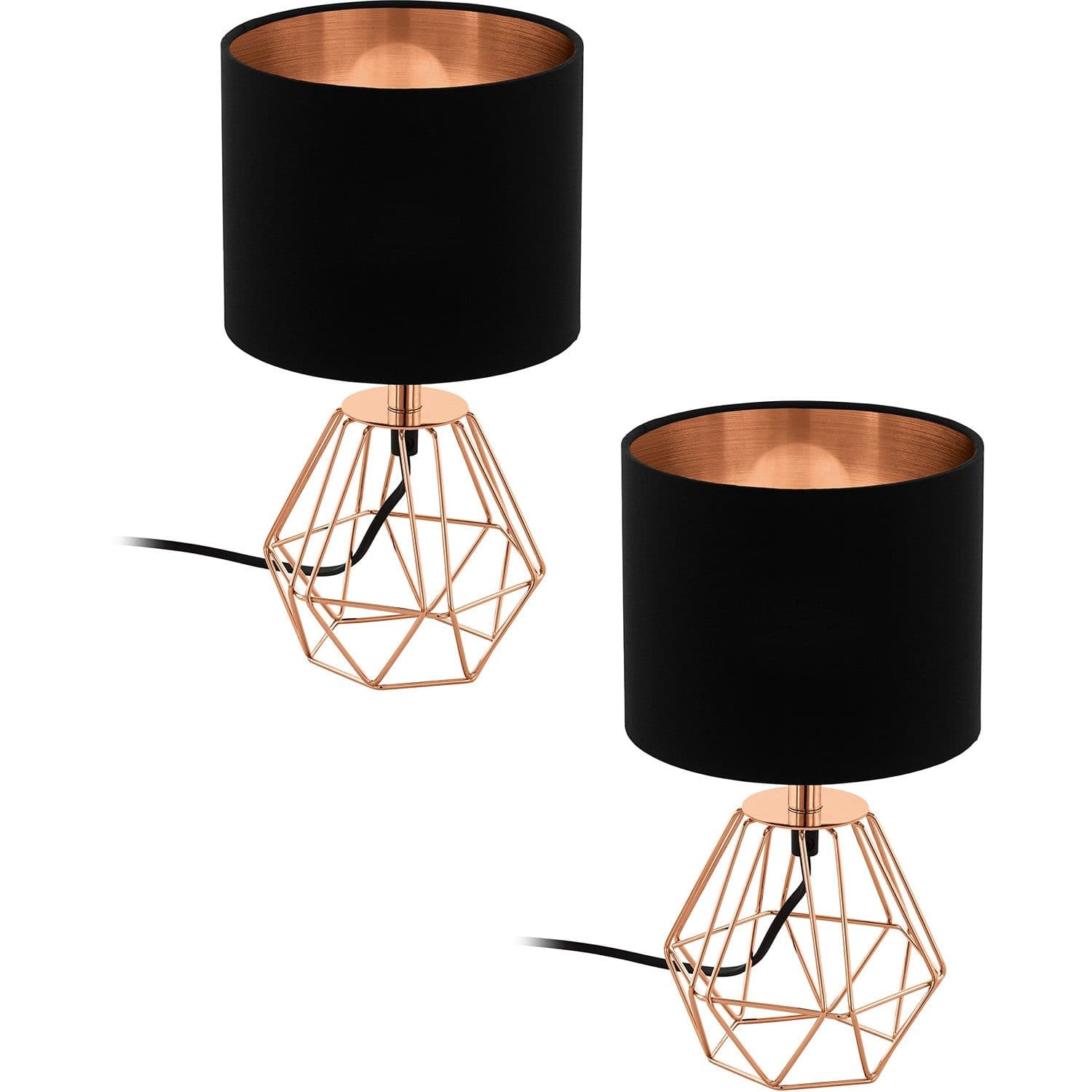 2 PACK Table Lamp Copper Base Shade Copper Fabric Bulb E14 1x60W